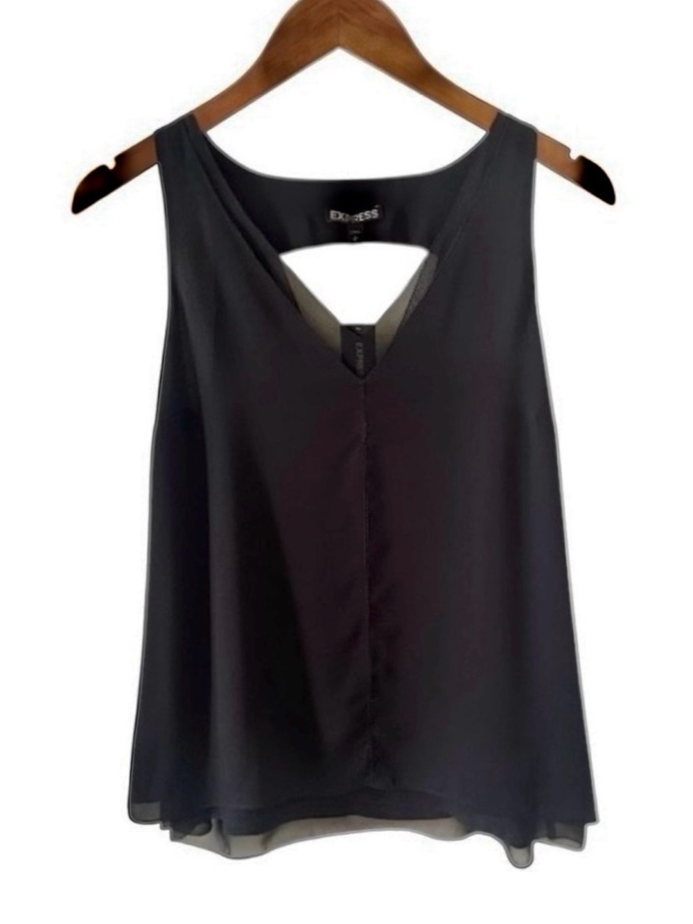Express Black Sleeveless V-Neck Double Layered Top Size Small